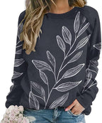 Womens Long Sleeve Tops Y2k Japanese Art Print Sweatshirts Fall Pullover for Women Crewneck Vintage Shirts Boho Tops