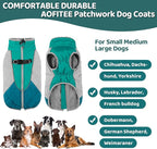 AOFITEE Dog Coat, Dog Winter Coat, Reflective Small Dogs Jacket with Harness Built in and Fleece Lined, Waterproof Pet Winter Jacket Warm Snowsuit for Small Medium Large Dogs, Green M