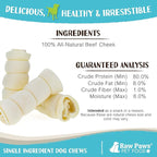 Raw Paws Rolled Beef Cheek Rolls for Dogs - 6 inch (25 Pack) - Packed in USA - Rawhide Alternative Dog Chews - Free-Range Retriever Treat - Water Buffalo Cow Cheek Rolls for Small Dogs to Large Breeds
