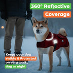 Joyride Harness FrostFlex Dog Winter Jacket - Fleece Lined & Water-Resistant - Snowsuit with Pockets for Treats & Poop Bags - Durable Cold Weather Dog Coat - Red Rush-L