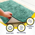 Muddy Mat® AS-SEEN-ON-TV Highly Absorbent Microfiber Door Mat and Pet Rug, Non Slip Thick Washable Area and Bath Mat Soft Chenille for Kitchen Bedroom Indoor and Outdoor - Seafoam Green 24" x 72"