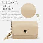 Nina Woof Leather Poop Bag Holder- Versatile Vegan Leather Waste Bag Holder for Dog Poop, Accessories, & Leash, Reusable Pet Waste, Trash, Pet Diaper & Poop Bags Small Pouch Holder (Beige)