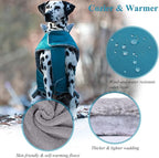 VIVAGLORY Frostfit Dog Coat, Dog Jacket for Winter & Cold Weather, Warm Fluffy Fleece Lined Water Resistant Reflective for Puppy, Coat with Velcro Fastening & Leash Hole, S, Turquoise