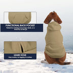 IECOii Dog Hoodie,Polar Fleece Dog Sweatshirt Fall Cold Winter Sleeveless Sweater with Hood,Cozy & Lightweight Hoodies for Dogs Girl Boy,Pullover Hooded Clothes for Pug,Jack Russell, Khaki, M