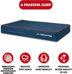 The Dog’s Bed Orthopedic Memory Foam Dog Bed, XL Blue Oxford with Red Trim UK Flag, Pain Relief for Arthritis, Hip & Elbow Dysplasia, Post Surgery, Supportive, Calming, Waterproof Washable