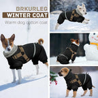 BRKURLEG Black Dog Coat with Harness, Dog Winter Jacket, Dogs Onesie Body Warm Jackets, Small Dogs Winter Coats Reflective Windproof Warm Cold Weather Coats, Pet Waterproof Jacket Hiking L