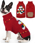 BRKURLEG Christmas Dog Sweaters for Cold Weather, Soft Warm Turtleneck Sweaters for Medium Dogs, Xmas New Year Pet Pullover Knitted Sweatshirt Outfit for French Bulldog,Pug (Red, M)