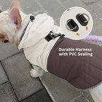 Detachable Hooded Dog Coat with Harness for Small Dogs,Super Warm Fleece Puppy Jacket for Cold Winter Doggie Coats,Brown M