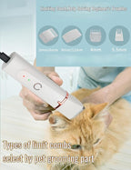 4 in1 Pet Dog Grooming Clippers Cat Nail Clipper&Paw Trimmer Dog Hair Trimmer-Low Noise Rechargeable - Cordless Quiet Pet Grooming Supplies for Dogs Hair Nail Clippers Around Eyes and Ears(White)