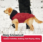 Nanaki Warm Dog Puffer Jacket with Hood-Soft Reflective Dog Coat for Medium Dogs Cold Weather,Lightweight Windproof Snowproof Puffer Vest for Outdoor Walking Hiking, Adjustable Snowsuit Easy On,Red