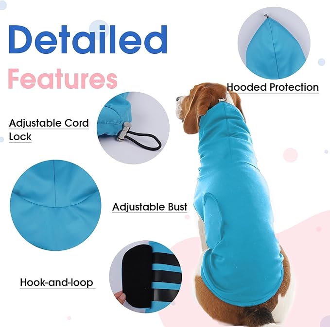 X-Large Dog Fireworks Calming Vest with Adjustable Chest | Hood Neck Wraps Cover,Soft Lightweight Anxiety Shirt for Lightningstorms,Separation,Home Alone(Blue)