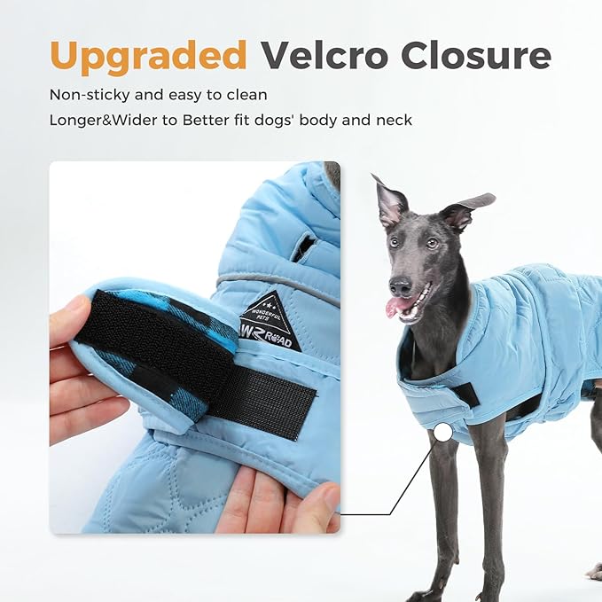 PAWZ Road Dog Winter Coat with 5 Layers Warm Material, Reversible Dog Clothes with 2 Sides, Dog Jacket Outdoor Water Repellent, (Blue Plaid XS)