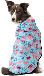 Mile High Life Dog Raincoat, Adjustable Waterproof Reflective Rain Jacket for Small Medium Large Dogs, Lightweight Breathable Pet Rain Coat with Leash Hole(Light Blue Watermelon,L Chest 32-40")