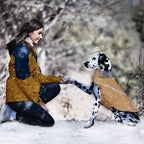 VIVAGLORY Snowrap Dog Coat, Jacket with Harness Hole & Velcro Closure, Dog Coat for Winter & Cold Weather, Fluffy Warm Fleece Lined Reflective Water Resistant for Puppy, XL, Khaki