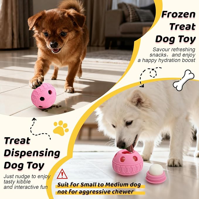 IFOYO Frozen Treat Dog Toy Ball for Small to Medium Dogs, Silicone Enrichment Dog Toys to Keep Them Busy, Reduce Anxiety, Puzzle Treat Dispensing Dogs Toys for Slow Food Training, Easy to Clean