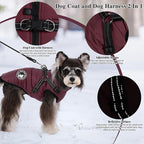 Gyuzh Dog Coat with Harness Puppy Coats Small Dog Harness Jacket Winter Waterproof Jackets for Smal Medium Large Dogs