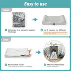 Orthopedic Dog Bed for Extra Large Dogs up to 140 lbs - Removable Washable Cover with Waterproof Lining, Cotton-Polyester Blend Boat-Shaped Lounger Mattress, XL(51x36x8in), Light Gray