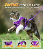Halypet Cat Harness and Leash Set [MAX Safety 4th-Gen Upgrade] Escape Proof Adjustable Cat Leash Comfortable Soft Vest Easy to Wear Kitten Harness with Reflective Strip for Cats Walking, S Purple