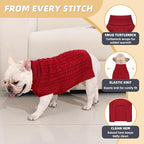 2 Pack Dog Sweaters for Medium Dogs Turtleneck Pullover Cable Knit Stretch Clothes French Bulldog Dachshund Boston Terrier Corgi Beagle Pug Boy Girl Pets Winter Clothes (L, Red & Brown)