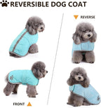 Queenmore Dog Winter Coat, Fleece Puffer Dog Down Vest, Cold Weather Pet Jacket for Dogs, Waterproof Reflective Reversible Dog Sweater Clothes for Small, Medium and Large Dogs (Light Blue, XL)