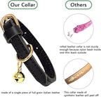 Guiding Star Leather Collar for Puppy, Cute Soft Thin Dogs Collars for Small Medium Dogs, Cat Collar with Bell (Black, XXS, 6.2"-10")