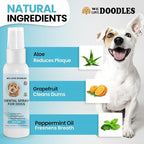 We Love Doodles Dog Dental Spray | Dental Solutions Plaque & Tartar Control Spray | Natural Oral Care Dog for Healthy Teeth & Gums, Freshens Breath Spray | 4oz