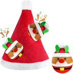 Christmas Squeaky Dog Toys - 4 Pack Hide and Seek Dog Toys - Plush Toys Christmas Hat for Puppy, Small, Medium Breeds