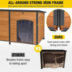 Aivituvin Heated Dog House Outdoor Extra Large 59" Dog Kennel with Insulation Liner Strong Iron Frame Construction Pet Cage with Insulted Liner Keep Warm in Winter Weatherproof Design, Heater Include