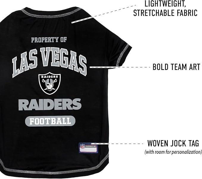 NFL Raiders Dog T-shirt X-Small. - Licensed Shirt for Pets Team Colored with Team Logos- Premium Stretchable Materials for the comfort of your Dog & Cat
