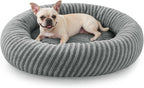 MIXJOY Dog Bed Medium Size Dogs, Washable Medium Dogs Bed with Removable Cover, Cozy Donut Dog Ded Fluffy Plush Faux Fur Pet Bed with Anti-Slip Bottom, 30"x30"x8", Grey
