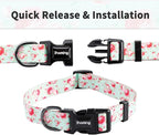 Ihoming Dog Collar and Leash Set for Daily Outdoor Walking Running Training, Floral GreenLake Design for Medium Boys Girls Dogs Cats Pets, M-Up to 45LBS