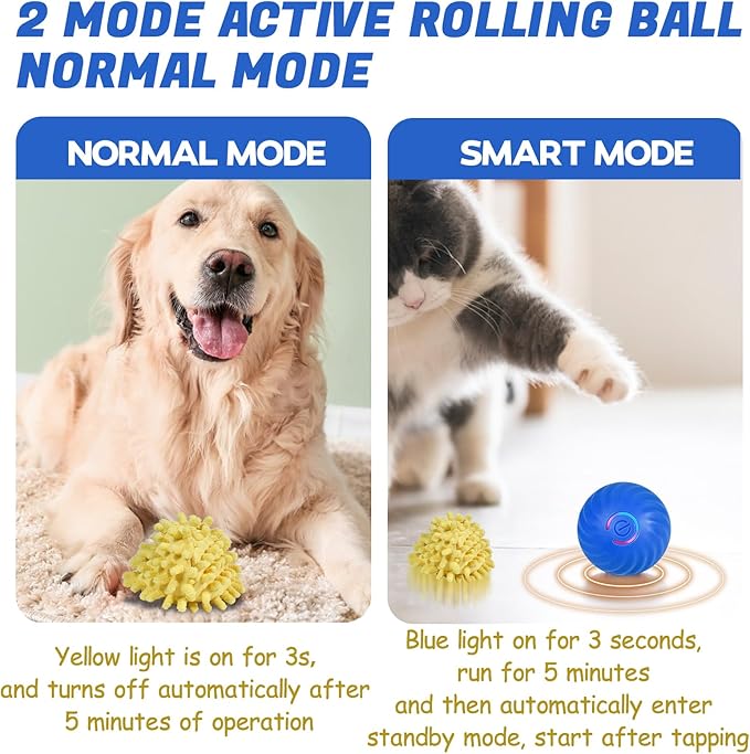 Interactive Dog Ball, Automatic Moving Toy Ball with Cover for Large Dogs, Self Rolling Best Boredom Toys for Gift, Dog Toys to Keep Them Busy(Orange, Small 2.2in)
