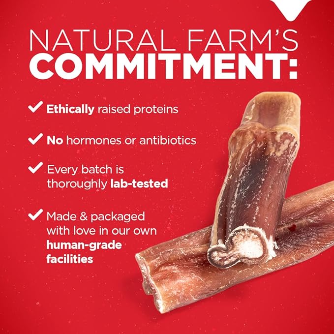Natural Farm Odor Free Eccentric Bully Sticks (2-5 Inch, 8 Ounces Bag) for Small & Medium Dogs - 100% Beef Chews for Pups, Non-GMO, Grain-Free, Fully Digestible Long Lasting Dog Treats
