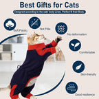 Cat Pajamas for Cats Only, Sticky Hair Cat Clothes, Long Sleeve Sphynx Clothes, Anti-Licking or Skin Disease Recovery Suit for Female Cats, Kitten Onesie Pajamas, DarkBlue, M