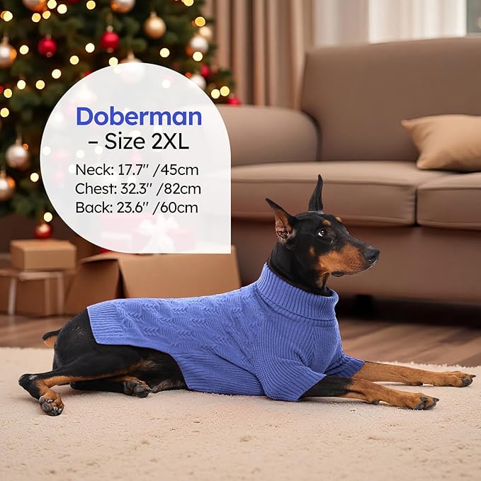 ASENKU Dog Sweater for Small Dog Girls Boys, Fall Winter Turtleneck Long Sleeve Pet Christmas Sweater, Pullover Sweatshirt for Westie, Blue, M