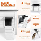 BRIOPAWS Outdoor-Cat-House-Insulated | Feral-Cat-Shelter for Winter | Weatherproof | Large Wooden Pet House for Multiple Cats | Foldable Ladder | Acrylic Side Window | White