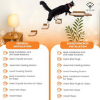 INICIO Cat Wall Shelves – Dog Proof Feeding Station with Wall Mounted Shelves, Durable 3 Step Birch Floating Shelf for Cats Up to 15lbs, Includes Attached Cat Food Bowl for Convenient Feeding – Brown