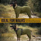 OneTigris Dog Pajamas - Breathable Modal Stretch Dog Clothes, Four-Legged Cold Weather Clothes, Anti-Shedding Suit Onesie with Back Locking Zipper and Adjustable Chest Drawcord