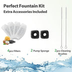 ORSDA Cat Water Fountain Stainless Steel, 2L Pet Fountain for Cats Inside, Dog Water Dispenser, Automatic Cat Drinking Fountains with 6 Replacement Filters for Cats, Small Dogs
