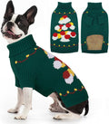 BRKURLEG Dog Sweaters, Christmas Dog Sweaters, Medium Large Dogs Warm Sweater for Cold Weather, Pullover Sweater Xmas New Year, Winter Knitted Sweatshirt Outfit for Boston Terrier, Beagle (Green, L)