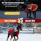 Insulated Relaxed Fit Dog Winter Coat with Full-Body Reflective Strip, Hard Shell Pet Jacket for Outdoor, Waterproof Coats for Large Dogs, Soft Fur Collar Jacket for Labrador Male Female(Orange, 2XL)