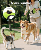 Retractable Dog Leash for Large Dogs, 26ft Heavy Duty Retractable Dog Leash with Poop Bag Holder, Anti-Slip Soft Grip, Reflective Leashes for Medium Large Pets up to 110 lbs(Green)