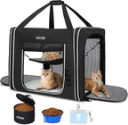 Petskd Combinable Pet Carrier for Large Cat or Medium Dog, 18"x17"x17" Large Cat Carrier for Car Travel, 2 Small Pet Soft Carriers with Food Bag, Bowl and Safety Locking Zippers for Vet, Camping