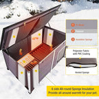 Aivituvin Outdoor Heated Dog House 59" Extra Large Insulated Dog Kennel with Insulation Liner & Heating System for Winter,All-Around Iron Frame Cage,Grey