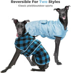 PAWZ Road Dog Winter Coat with 5 Layers Warm Material, Reversible Dog Clothes with 2 Sides, Dog Jacket Outdoor Water Repellent, (Blue Plaid M)