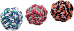 Mammoth Flossy Chews Monkey Fist Ball Premium Cotton-Poly Rope Dog Toy Interactive & Fetch Toy for Small Dogs - Small 3.75" - Assorted Colors