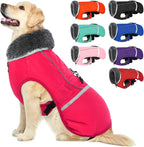 QBLEEV Warm Dog Coat Reflective Dog Jacket, Waterproof Dog Winter Coat Turtleneck Dog Clothes for Cold Weather, Thick Fleece Dog Snowsuit Christmas Dog Vest Pet Apparel for Small Medium Large Dogs XL