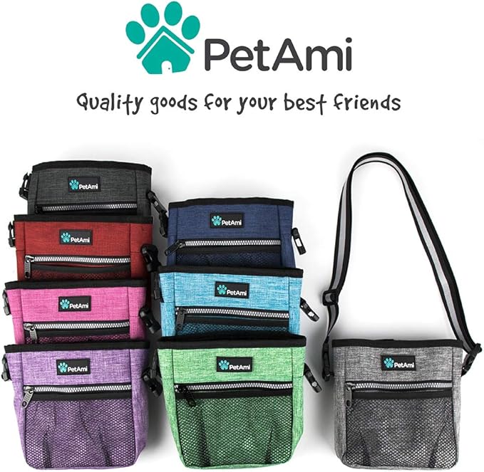 PetAmi Dog Treat Pouch, Pet Treat Pouch for Training, Dog Walking Bag Holder for Kibbles, Pet Food Toy, Dog Trainer Essentials Supplies, Poop Bag Dispenser, 3 Ways to Wear (Green)