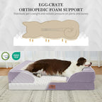 Comfort Expression Orthopedic Dog Bed for Small Dogs 20x14 Inch, Waterproof Supportive Egg Crate Foam Small Pet Bed with Removable Bolsters, Dog Couch with Washable Cover & Non-Slip Bottom, Purple