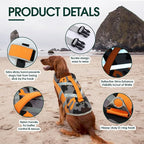 Kuoser Dog Life Jacket, High Visibility Ripstop, Adjustable for Medium Dogs, OrangeCamo